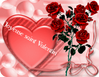 Gif animé joyeuse Saint Valentin roses rouges et coeur